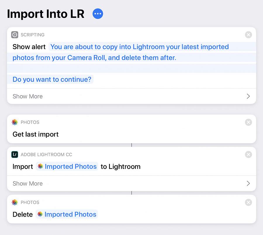 Screenshot of the Shortcut to import your RAW photos into Lightroom DA8E44E3 DE86 43FE AADF DE54CD3F61D3